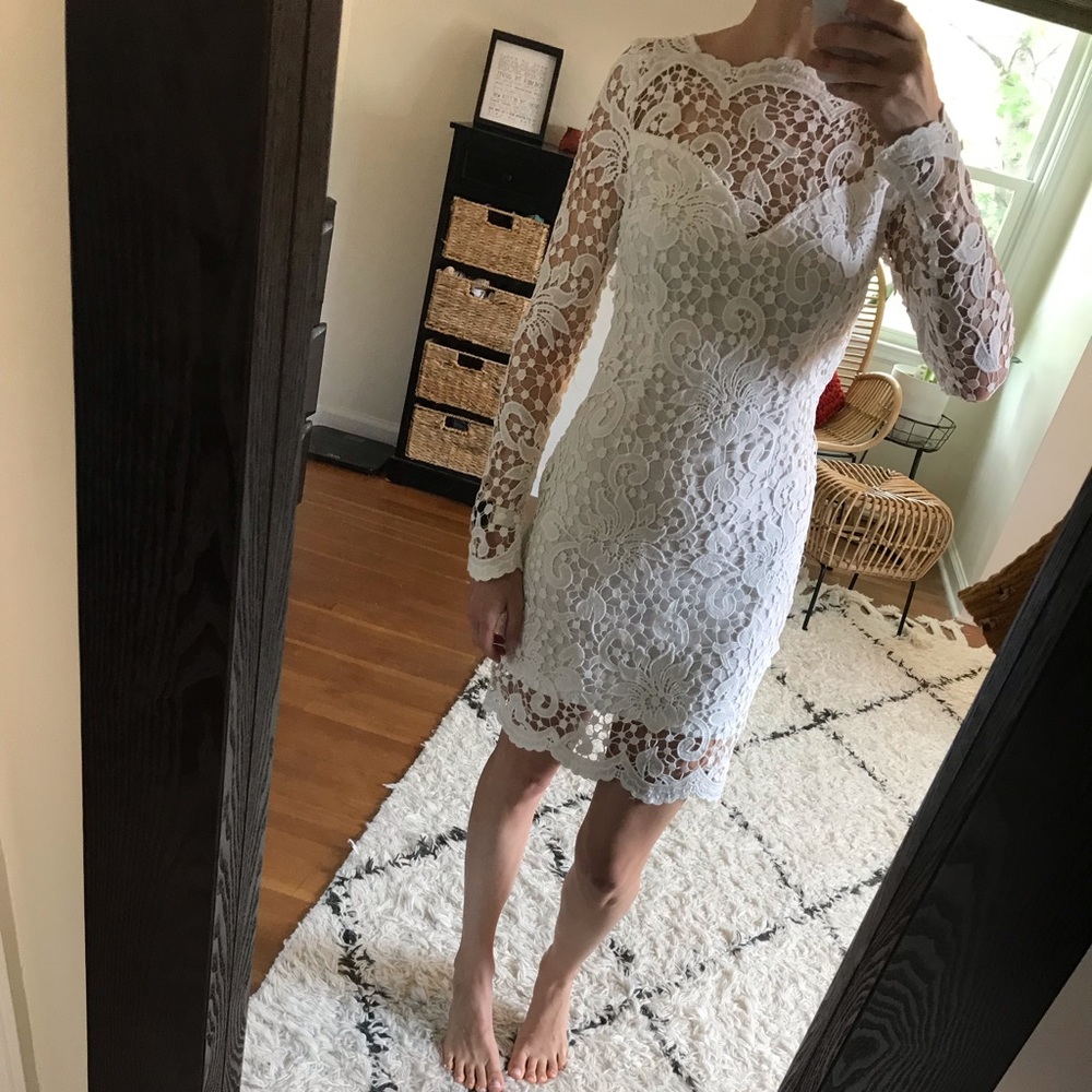 White lace long sleeve dress, Size S